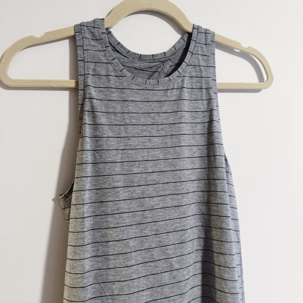 Lululemon - Grey and Black Striped All Tied Up Tank - Picture 2 of 9